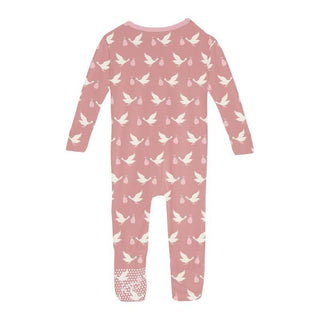 Girl's Print Bamboo Convertible Sleeper with Zipper - Blush Stork Baby & Toddler Sleepwear