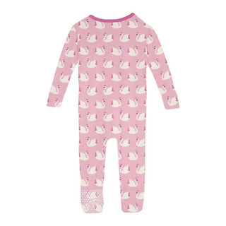 Girl's Print Bamboo Convertible Sleeper with Zipper - Cake Pop Swan Princess KicKee Pants