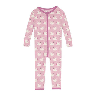 Girl's Print Bamboo Convertible Sleeper with Zipper - Cake Pop Swan Princess KicKee Pants