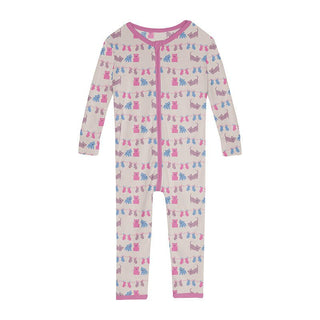 KicKee Pants Girl's Print Bamboo Convertible Sleeper with Zipper - Latte 3 Little Kittens 