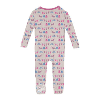 KicKee Pants Girl's Print Bamboo Convertible Sleeper with Zipper - Latte 3 Little Kittens 