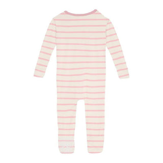 Girl's Print Bamboo Convertible Sleeper with Zipper - Lotus Sweet Stripe Baby & Toddler Sleepwear