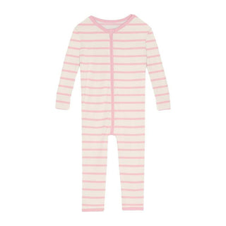 Girl's Print Bamboo Convertible Sleeper with Zipper - Lotus Sweet Stripe Baby & Toddler Sleepwear