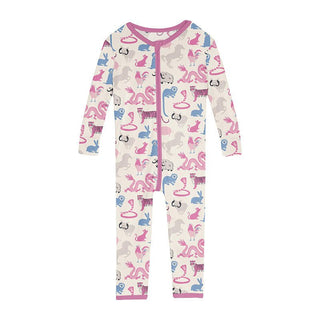 Girl's Print Bamboo Convertible Sleeper with Zipper - Natural Chinese Zodiac Baby & Toddler Sleepwear