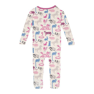 KicKee Pants Girl's Print Bamboo Convertible Sleeper with Zipper - Natural Chinese Zodiac 