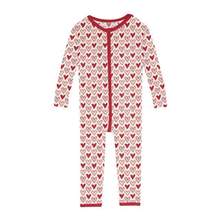 Girl's Print Bamboo Convertible Sleeper with Zipper - Natural Heart Doodles Baby & Toddler Sleepwear