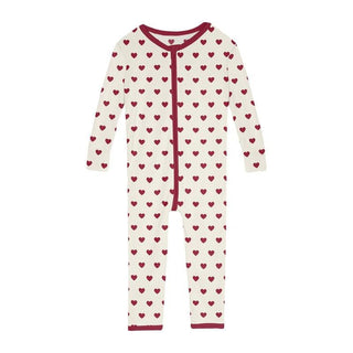 Girl's Print Bamboo Convertible Sleeper with Zipper - Natural Hearts Baby & Toddler Sleepwear