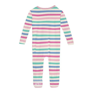 Girl's Print Bamboo Convertible Sleeper with Zipper - Skip To My Lou Stripe Baby & Toddler Sleepwear