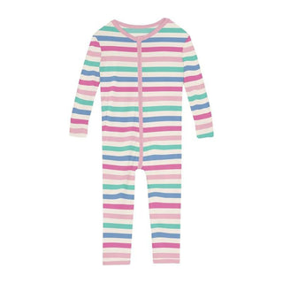 Girl's Print Bamboo Convertible Sleeper with Zipper - Skip To My Lou Stripe Baby & Toddler Sleepwear