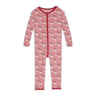 Girl's Print Bamboo Convertible Sleeper with Zipper - Strawberry Rainbows Baby & Toddler Sleepwear