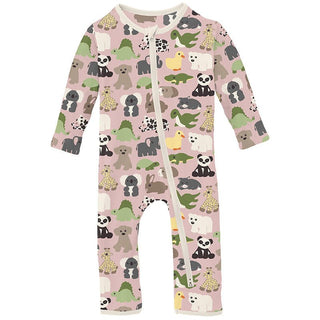 Girl's Print Bamboo Coverall with 2-Way Zipper - Baby Rose Too Many Stuffies Baby & Toddler Sleepwear