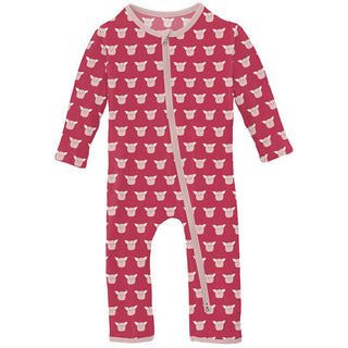 Girl's Print Bamboo Coverall with 2-Way Zipper - Cherry Pie Furry Friends Baby & Toddler Sleepwear