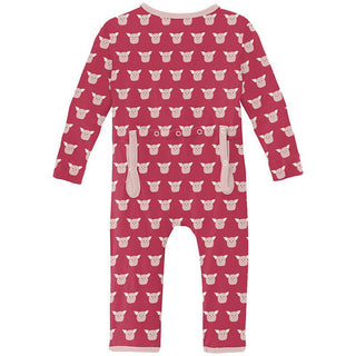 Girl's Print Bamboo Coverall with 2-Way Zipper - Cherry Pie Furry Friends Baby & Toddler Sleepwear