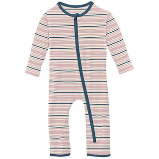 Girl's Print Bamboo Coverall with 2-Way Zipper - Flotsam Stripe Baby & Toddler Sleepwear