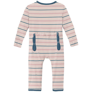 KicKee Pants Girl's Print Bamboo Coverall with 2-Way Zipper - Flotsam Stripe