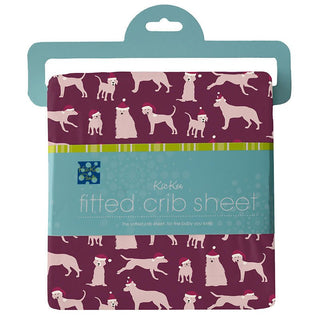 KicKee Pants Girl's Print Bamboo Fitted Crib Sheet - Melody Santa Dogs