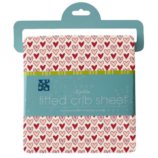 KicKee Pants Girl's Print Bamboo Fitted Crib Sheet - Natural Heart Doodles