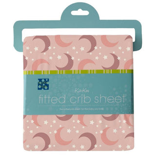 KicKee Pants Girl's Print Bamboo Fitted Crib Sheet - Peach Blossom Moon and Stars