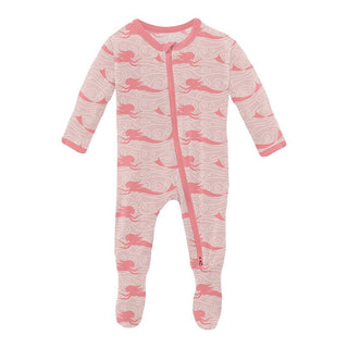 Girl's Print Bamboo Footie with 2-Way Zipper - Baby Rose Mermaid Baby & Toddler Sleepwear