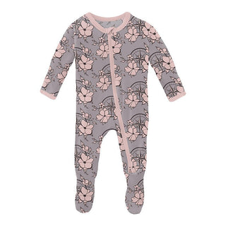 Girl's Print Bamboo Footie with 2-Way Zipper - Feather Nautical Floral Baby & Toddler Sleepwear