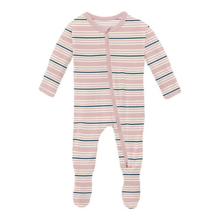 Girl's Print Bamboo Footie with 2-Way Zipper - Flotsam Stripe Baby & Toddler Sleepwear