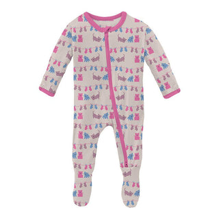 Girl's Print Bamboo Footie with 2-Way Zipper - Latte 3 Little Kittens Baby & Toddler Sleepwear