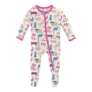 Girl's Print Bamboo Footie with 2-Way Zipper - Natural Chinese Zodiac Baby & Toddler Sleepwear