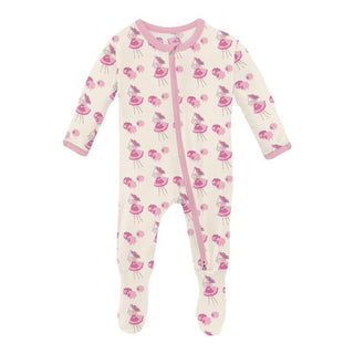 Girl's Print Bamboo Footie with 2-Way Zipper - Natural Little Bo Peep Baby & Toddler Sleepwear