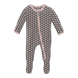 Girl's Print Bamboo Footie with 2-Way Zipper - Pewter Sparkle Baby & Toddler Sleepwear