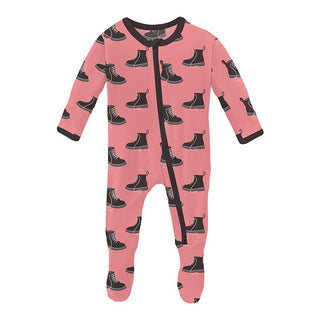 Girl's Print Bamboo Footie with 2-Way Zipper - Strawberry Boots Baby & Toddler Sleepwear