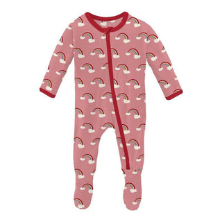 Girl's Print Bamboo Footie with 2-Way Zipper - Strawberry Rainbows Baby & Toddler Sleepwear