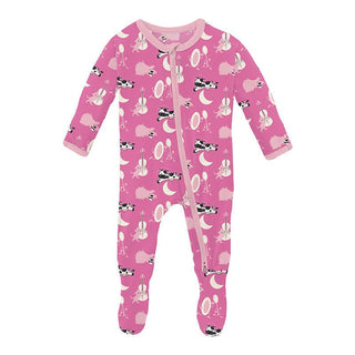 Girl's Print Bamboo Footie with 2-Way Zipper - Tulip Hey Diddle Diddle Baby & Toddler Sleepwear