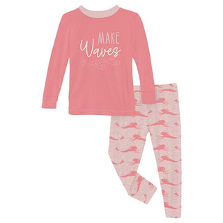 Girl's Print Bamboo Long Sleeve Graphic Tee Pajama Set - Baby Rose Mermaid Baby & Toddler Sleepwear