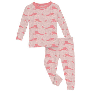 Girl's Print Bamboo Long Sleeve Pajama Set - Baby Rose Mermaid Baby & Toddler Sleepwear