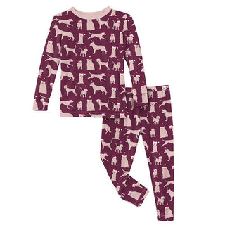 KicKee Pants Girl's Print Bamboo Long Sleeve Pajama Set - Melody Santa Dogs | Stylish Sleepies offer designs that make bedtime beautiful.