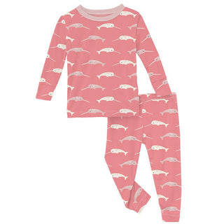 KicKee Pants Girl's Print Bamboo Long Sleeve Pajama Set - Strawberry Narwhal | Stylish Sleepies offer designs that make bedtime beautiful.