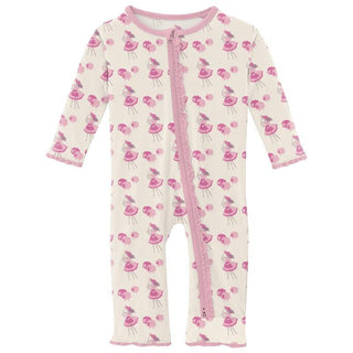 Girl's Print Bamboo Muffin Ruffle Coverall with 2-Way Zipper - Natural Little Bo Peep Baby & Toddler Sleepwear