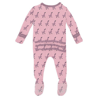 Girl's Print Bamboo Muffin Ruffle Footie with 2-Way Zipper - Cake Pop Ugly Duckling KicKee Pants