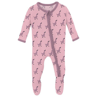 Girl's Print Bamboo Muffin Ruffle Footie with 2-Way Zipper - Cake Pop Ugly Duckling KicKee Pants