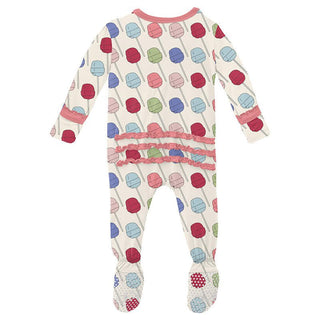 Girl's Print Bamboo Muffin Ruffle Footie with 2-Way Zipper - Lula's Lollipops Baby & Toddler Sleepwear