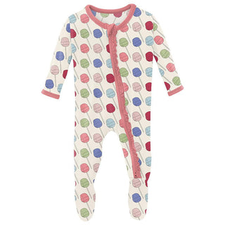 Girl's Print Bamboo Muffin Ruffle Footie with 2-Way Zipper - Lula's Lollipops Baby & Toddler Sleepwear