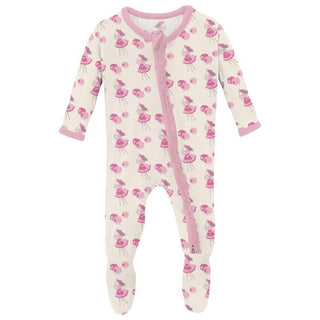 Girl's Print Bamboo Muffin Ruffle Footie with 2-Way Zipper - Natural Little Bo Peep Baby & Toddler Sleepwear