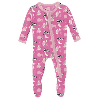 Girl's Print Bamboo Muffin Ruffle Footie with 2-Way Zipper - Tulip Hey Diddle Diddle Baby & Toddler Sleepwear