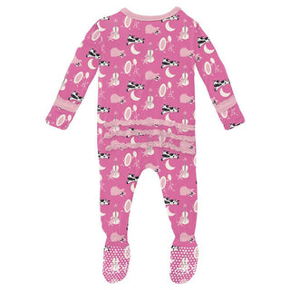 Girl's Print Bamboo Muffin Ruffle Footie with 2-Way Zipper - Tulip Hey Diddle Diddle Baby & Toddler Sleepwear