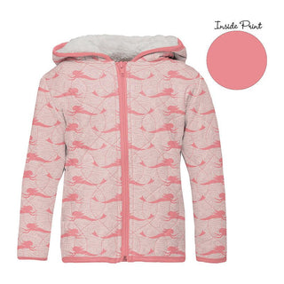 Girl's Print Bamboo Quilted Jacket with Sherpa-Lined Hood - Baby Rose Mermaids & Strawberry Baby & Toddler Outerwear