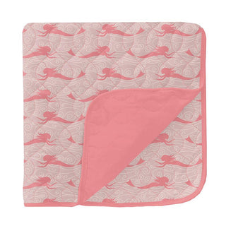 KicKee Pants Girl's Print Bamboo Quilted Toddler Blanket - Baby Rose Mermaids & Strawberry