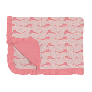 Girl's Print Bamboo Ruffle Toddler Blanket - Baby Rose Mermaid Swaddling & Receiving Blankets