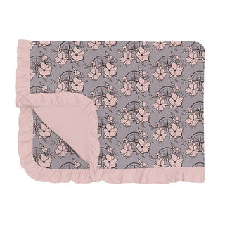 Girl's Print Bamboo Ruffle Toddler Blanket - Feather Nautical Floral Swaddling & Receiving Blankets