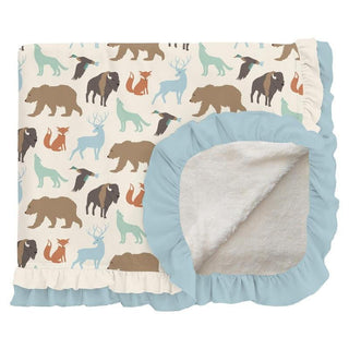 Girl's Print Bamboo Sherpa-Lined Double Ruffle Toddler Blanket - National Wildlife Federation Swaddling & Receiving Blankets