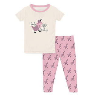 Girl's Print Bamboo Short Sleeve Graphic Tee Pajama Set - Cake Pop Ugly Duckling Baby & Toddler Sleepwear